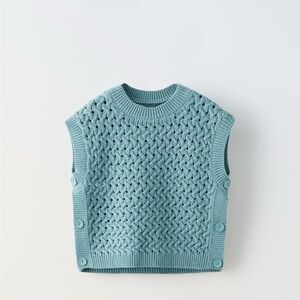 Zara Teal Knit Sweater Vest size 8-9